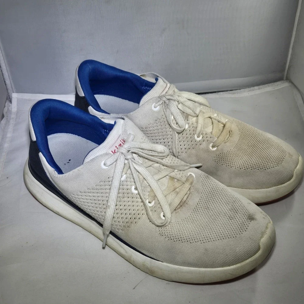 Kizik LIMA Shoes Women's Sz 12.5/ Men's 11 Wide Hands Free Liberty Blue White